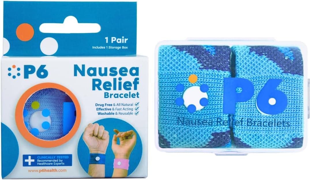 P6 Original adult nausea relief bands in royal blue, product-page pack shot